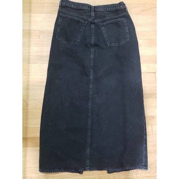 AGOLDE Leif Denim Maxi Skirt Women's 28 Front Slit Dark Wash Black - Picture 3 of 5